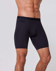 Men’s dual pocket boxer briefs in black with enhanced storage design