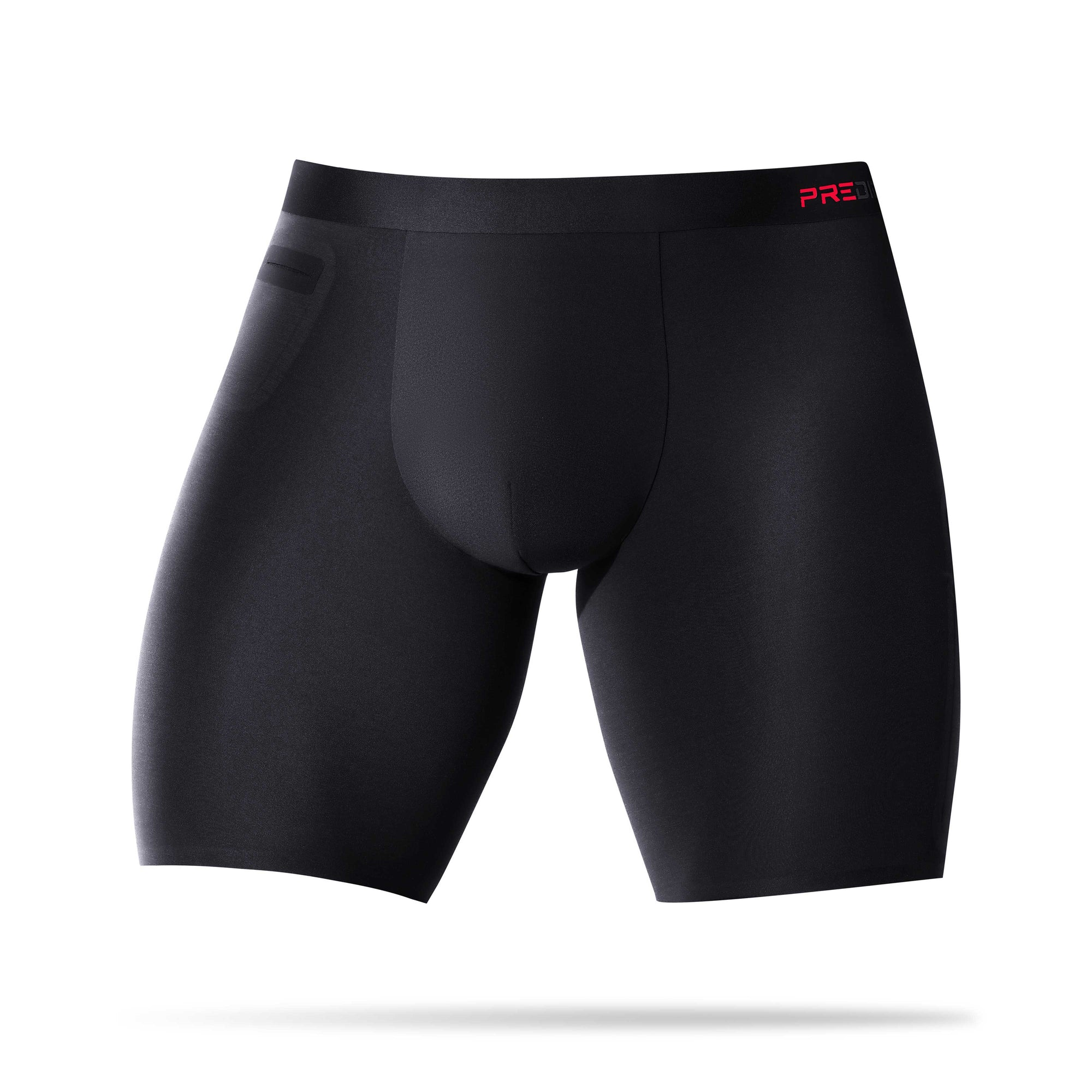 Ad Astra black dual pocket boxer briefs front view