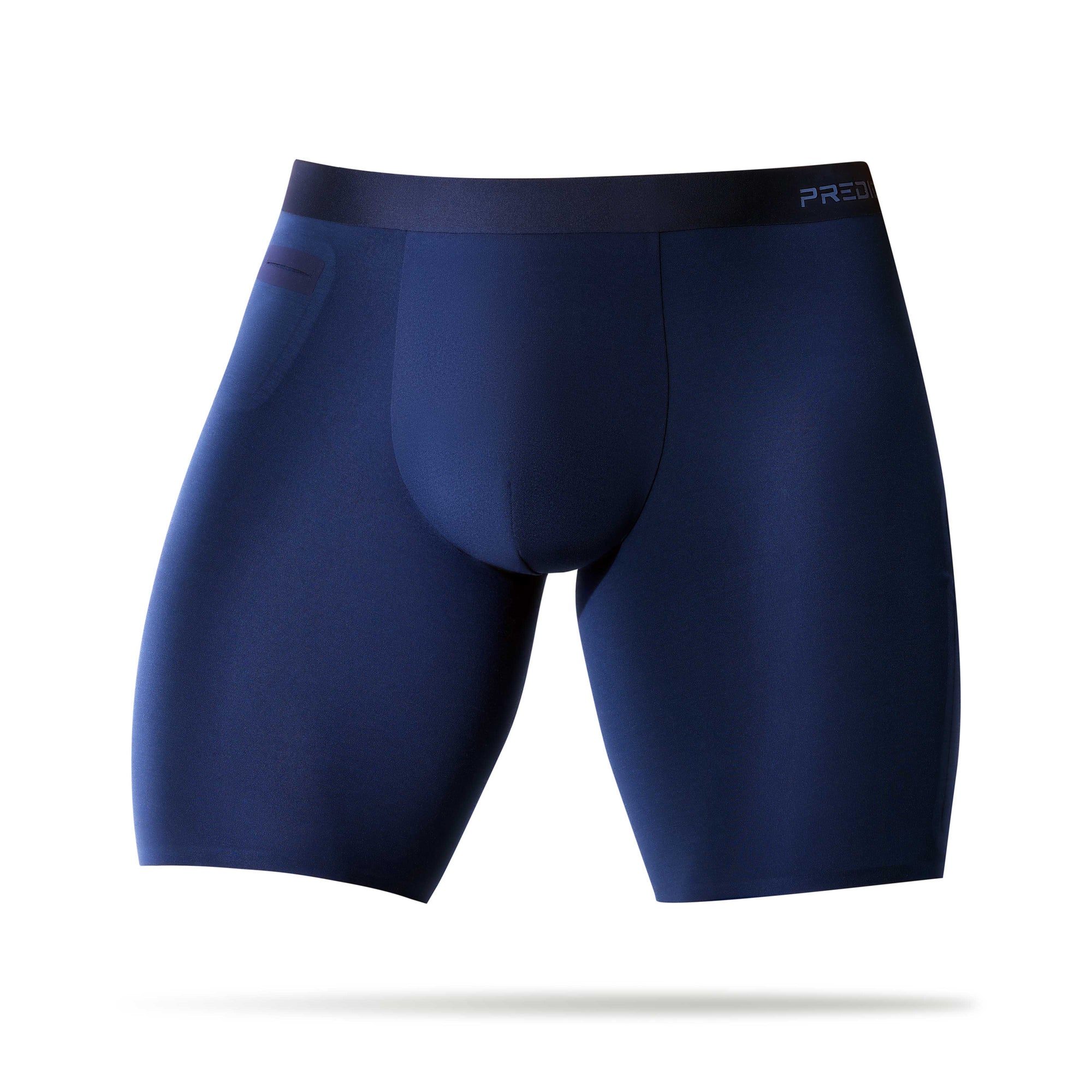 Ad Astra navy blue dual pocket boxer briefs front view