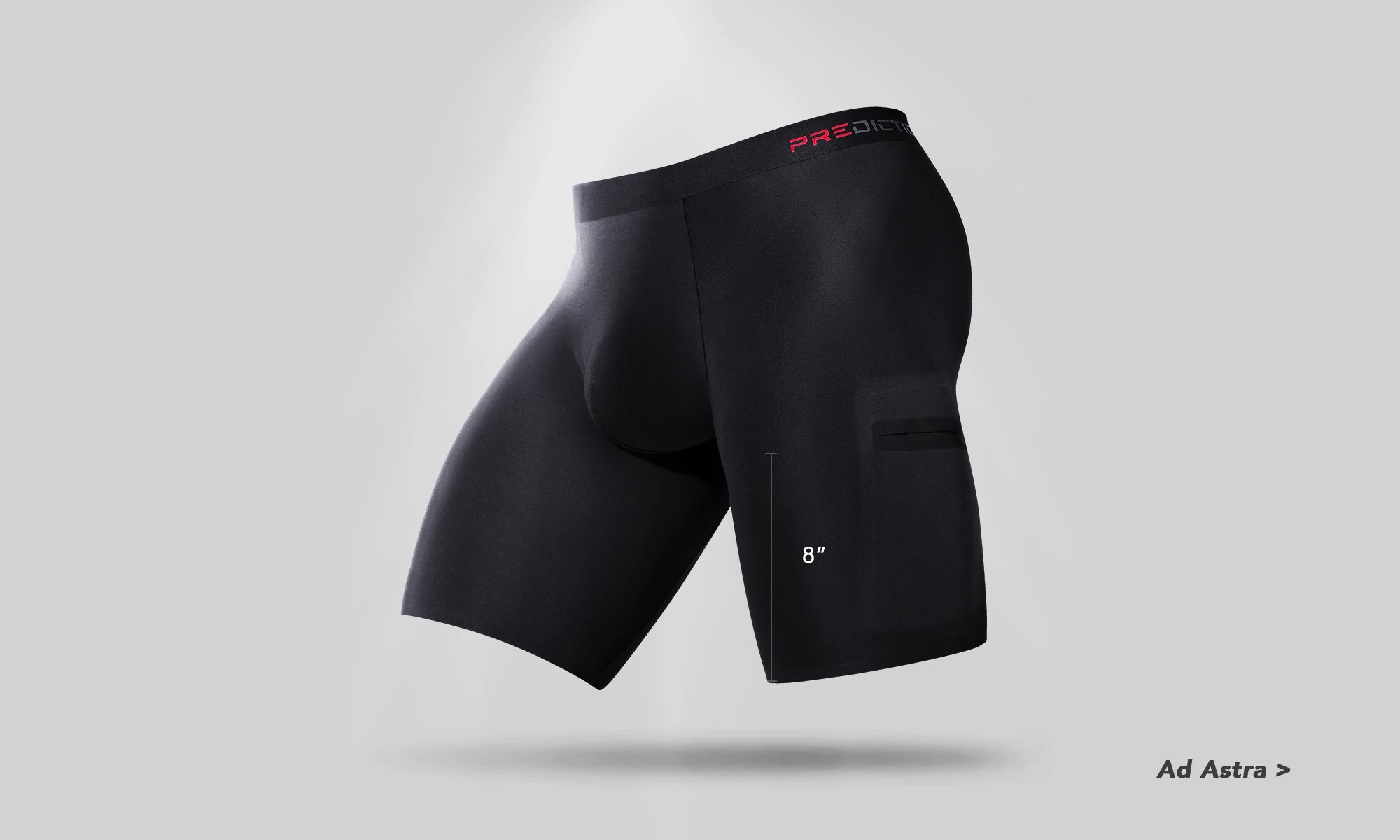 Ad Astra 8 inch and Ryder 4 inch boxer briefs comparison with inseam length 8 inches (Ad Astra)