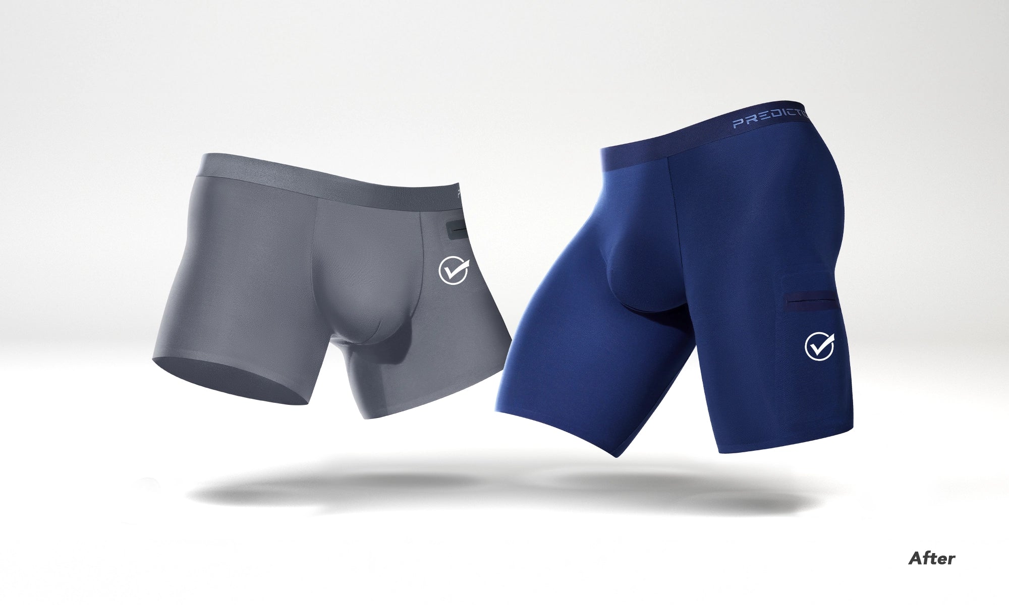 Before and after comparison of boxer briefs with and without pocket feature - After