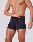 Black men’s boxer briefs with hidden pocket for easy access