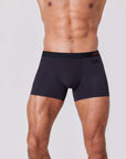 Black men’s boxer briefs with slim fit and seamless design