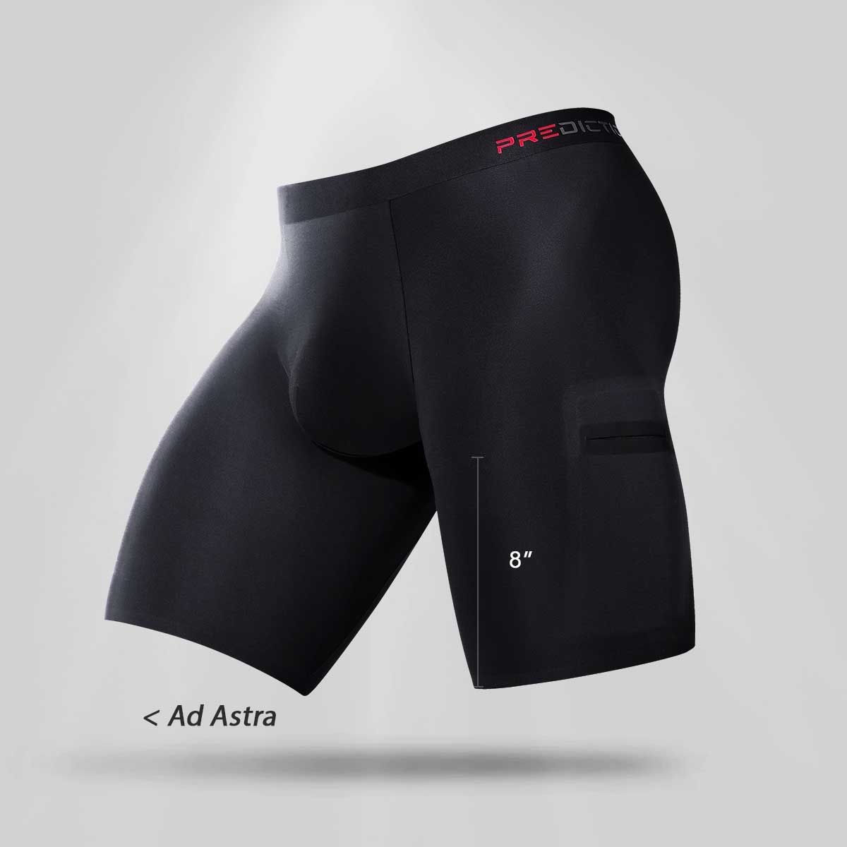 Ad Astra 8 inch and Ryder 4 inch boxer briefs comparison with inseam length 8 inches (Ad Astra)