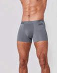 Storm grey men’s boxer briefs with hidden pocket detail on side