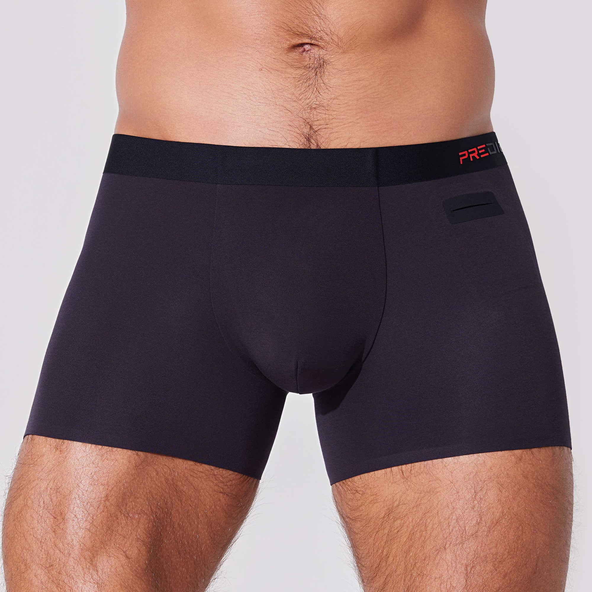 Men’s boxer briefs with patented pocket underwear in black