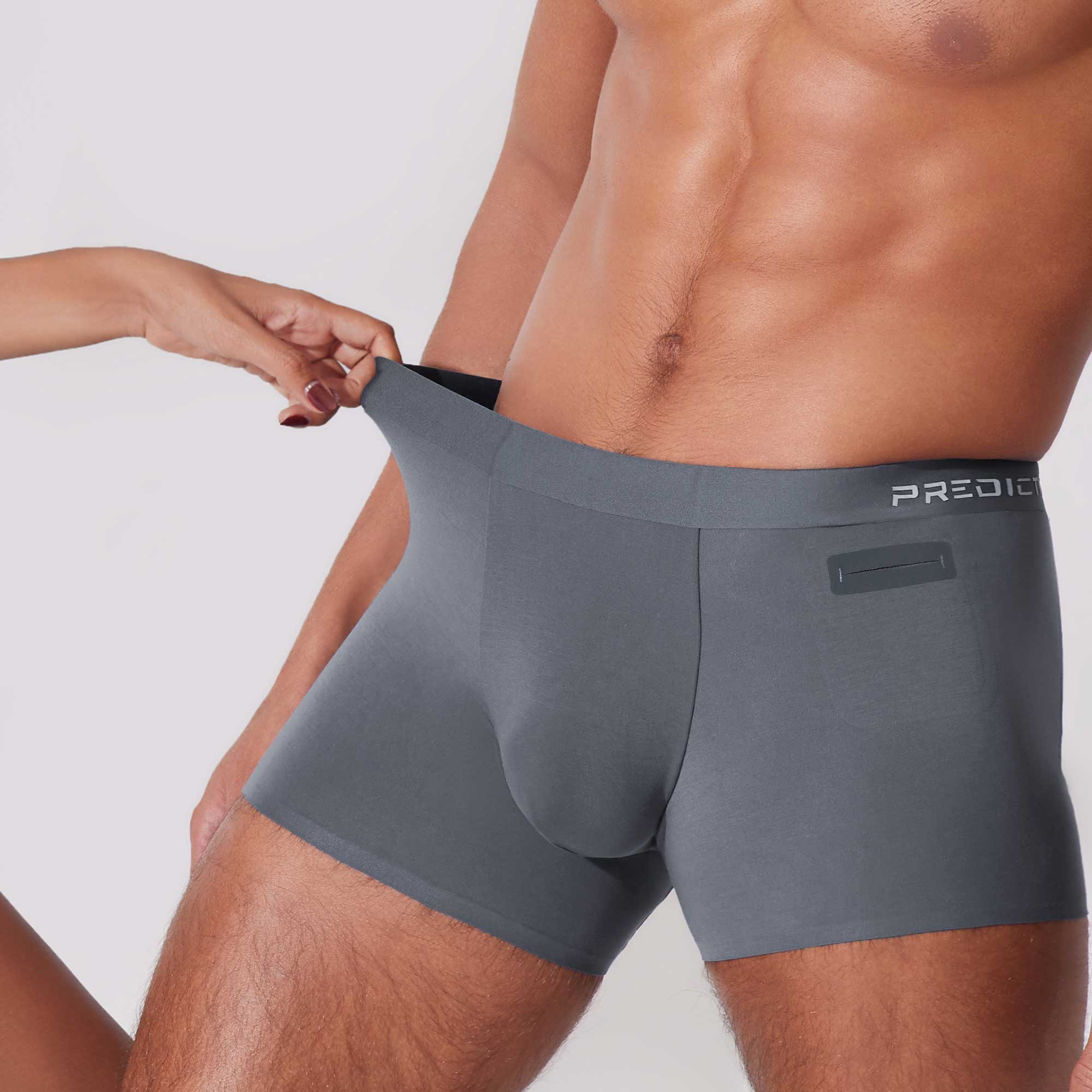 Men’s boxer briefs with flexible 4-way stretch fabric for comfortable fit, storm grey