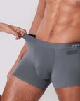 Men’s boxer briefs with flexible 4-way stretch fabric for comfortable fit, storm grey