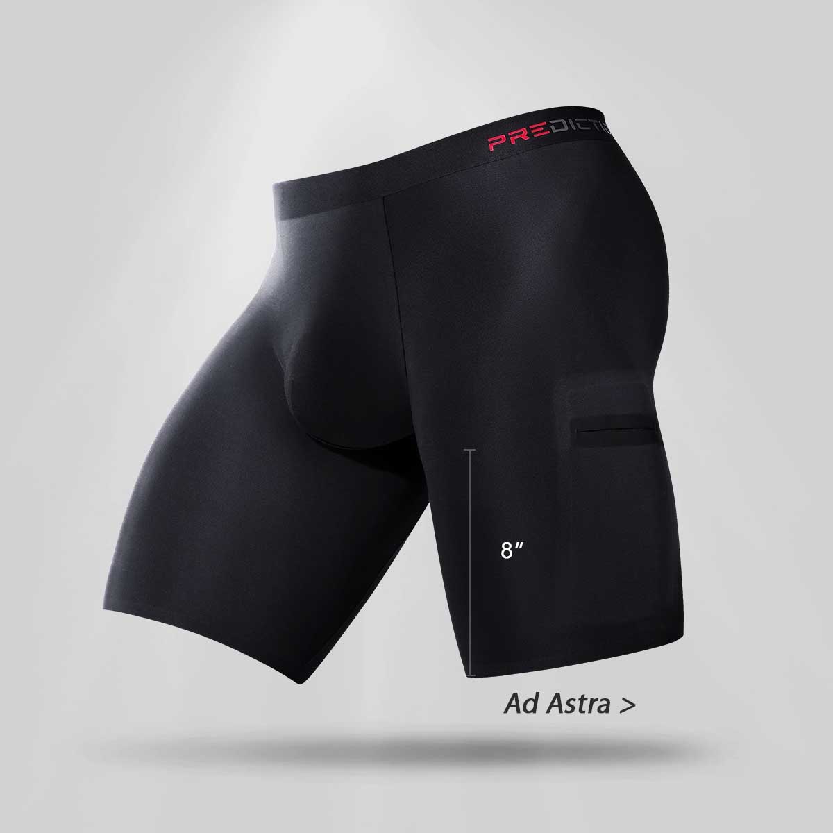Ad Astra 8 inch and Ryder 4 inch boxer briefs comparison with inseam length 8 inches (Ad Astra)
