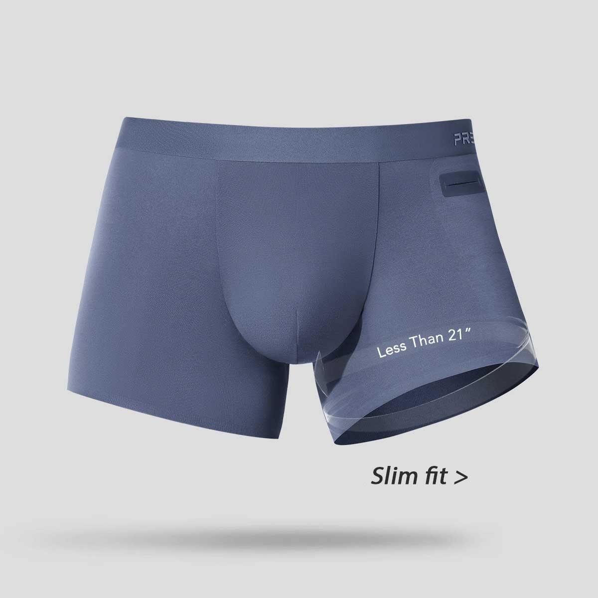 Men’s boxer briefs Standard fit vs Slim fit size comparison - Ryder Slim Storm grey