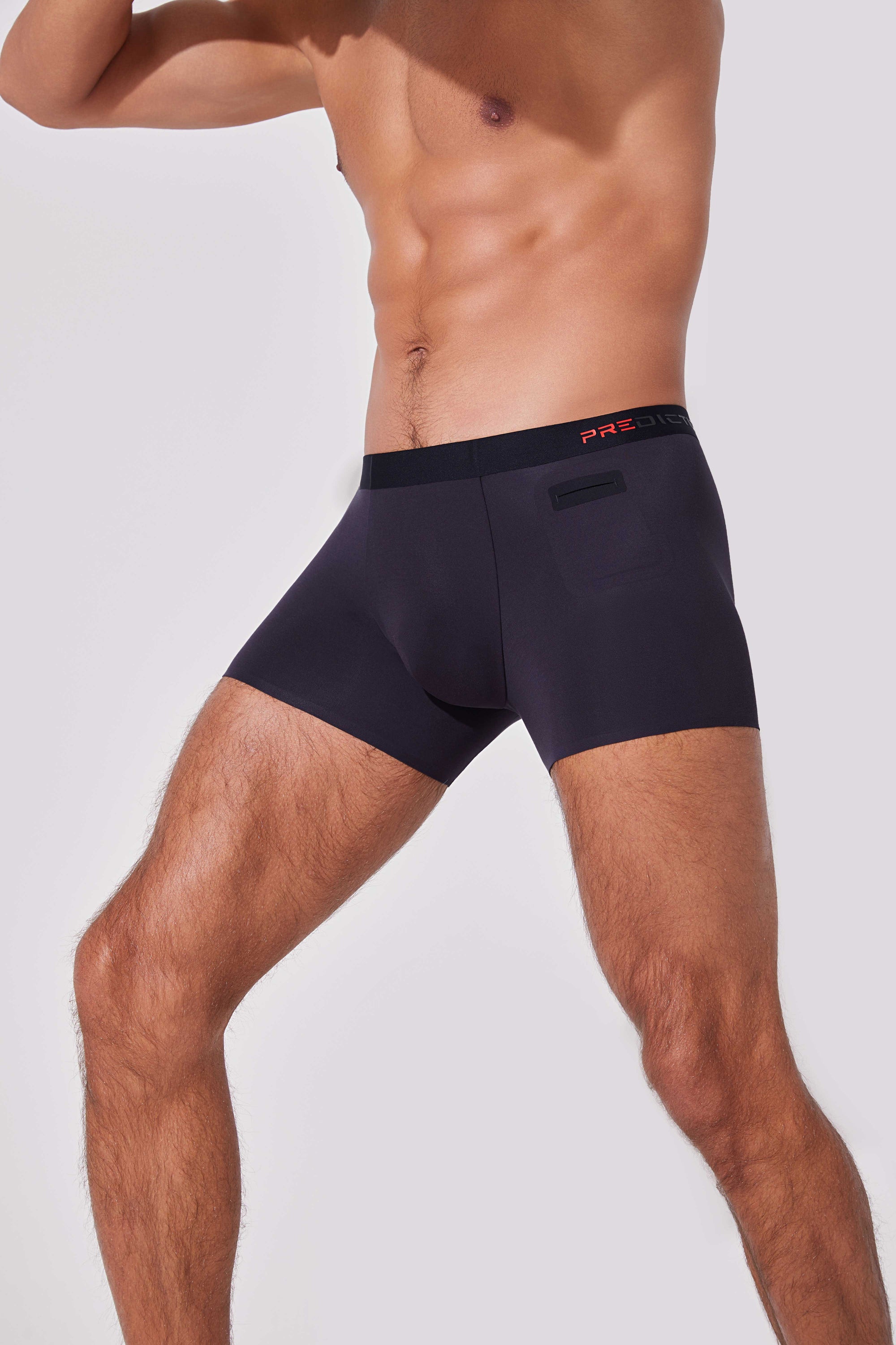 Men’s boxer briefs with side pocket design close-up