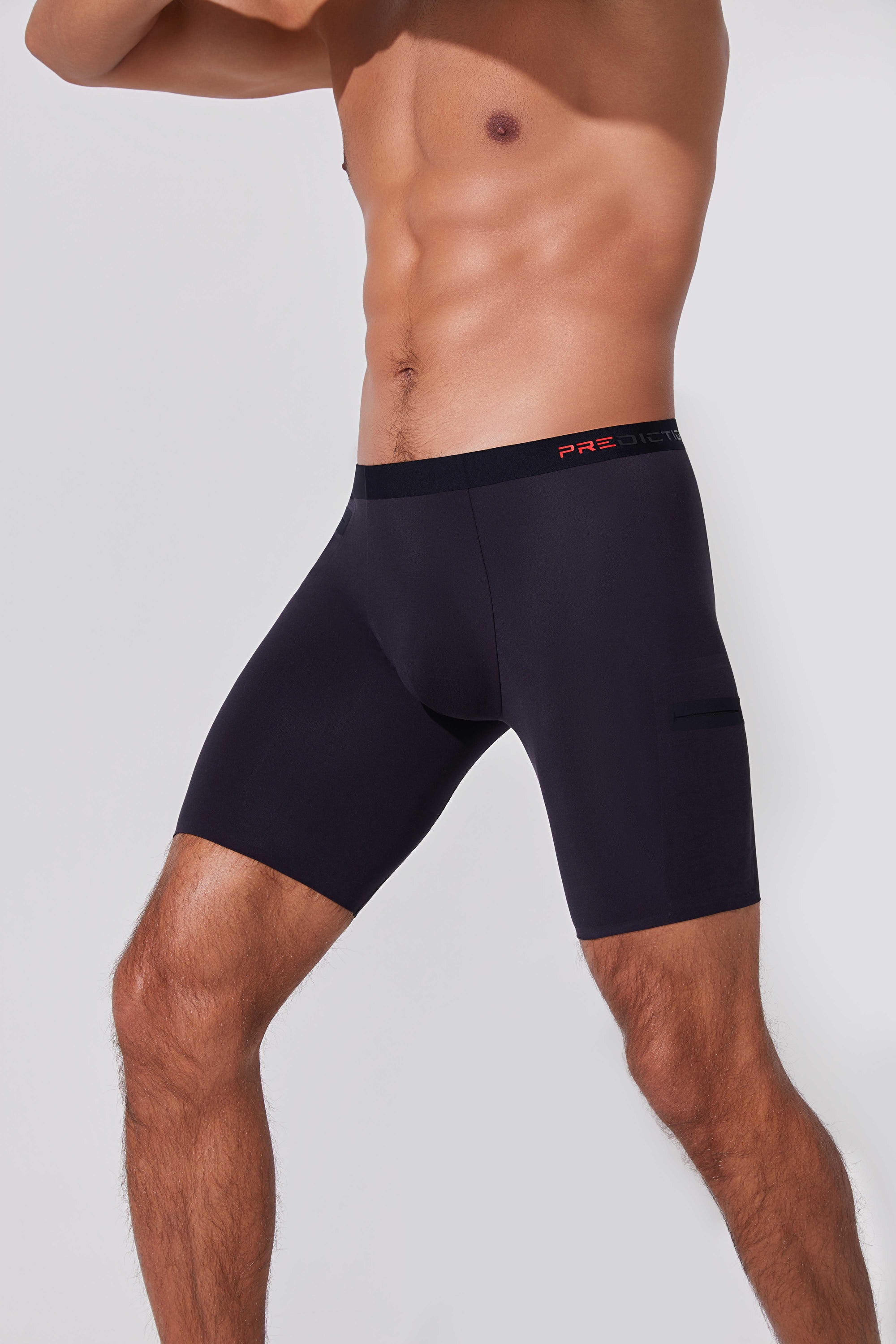 Men’s boxer briefs with secure side pocket close-up detail