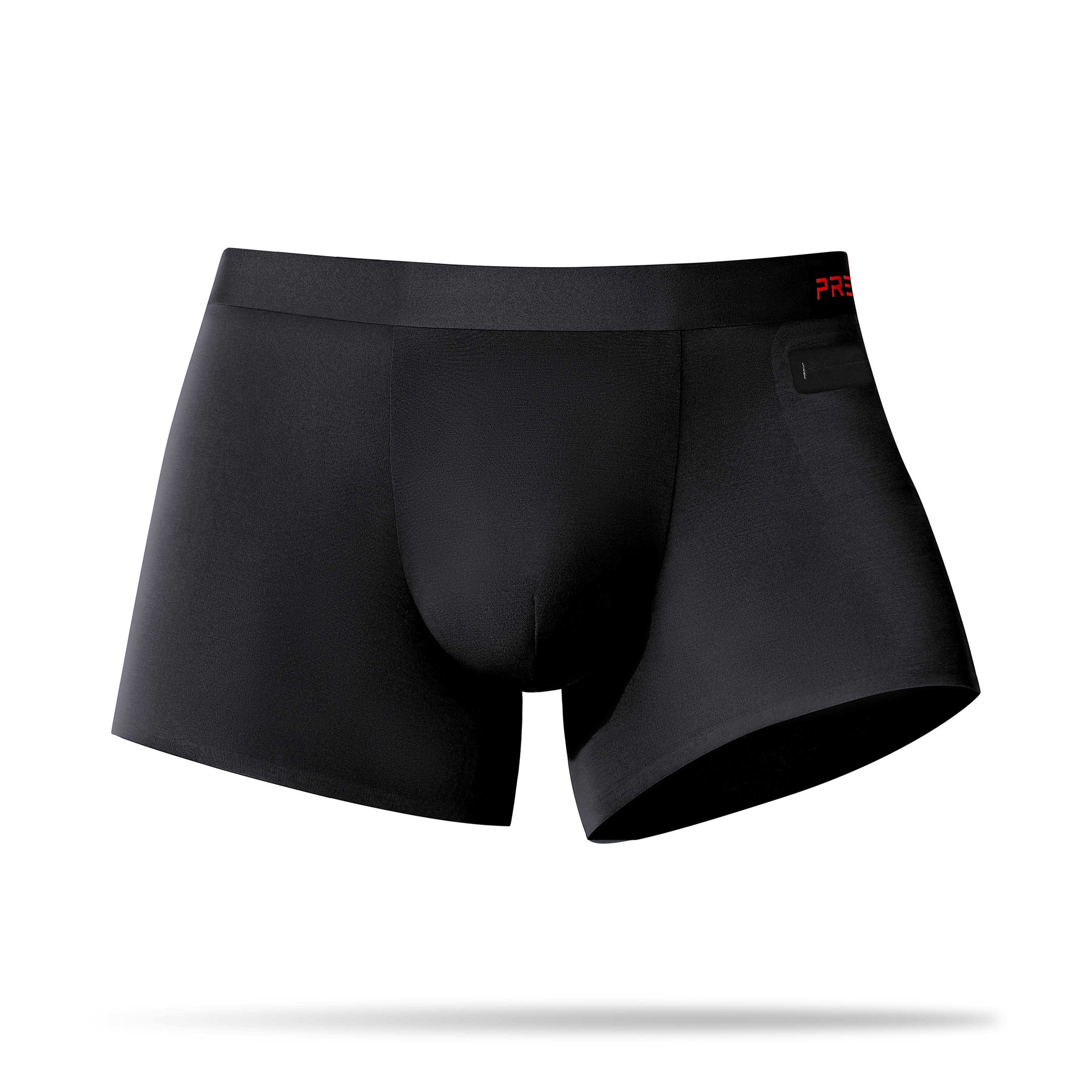 Ryder black single pocket boxer briefs front view 4 inch inseam