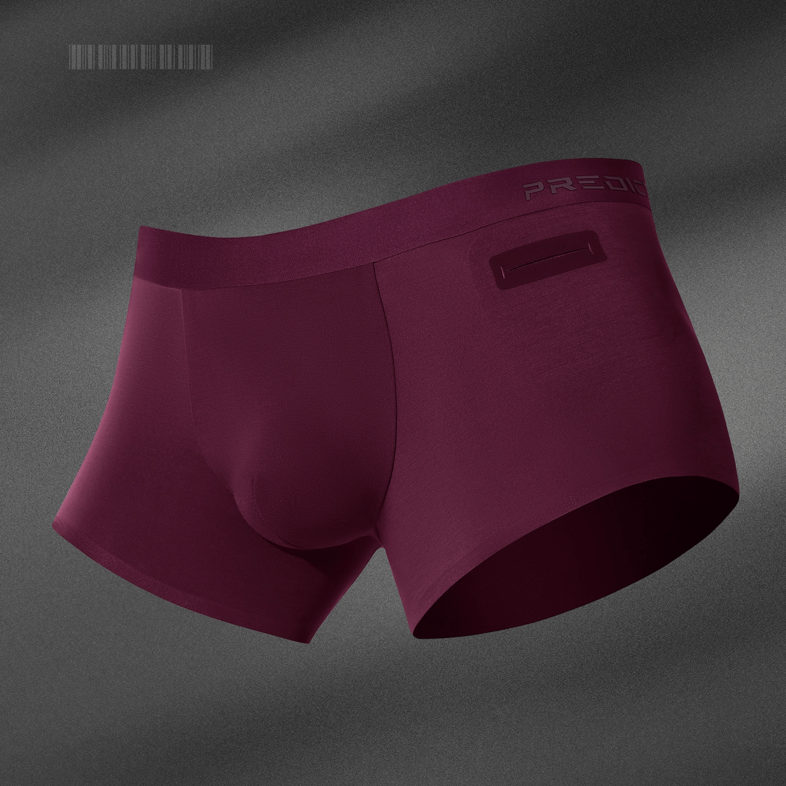 Ryder burgundy single pocket boxer briefs front side pocket view
