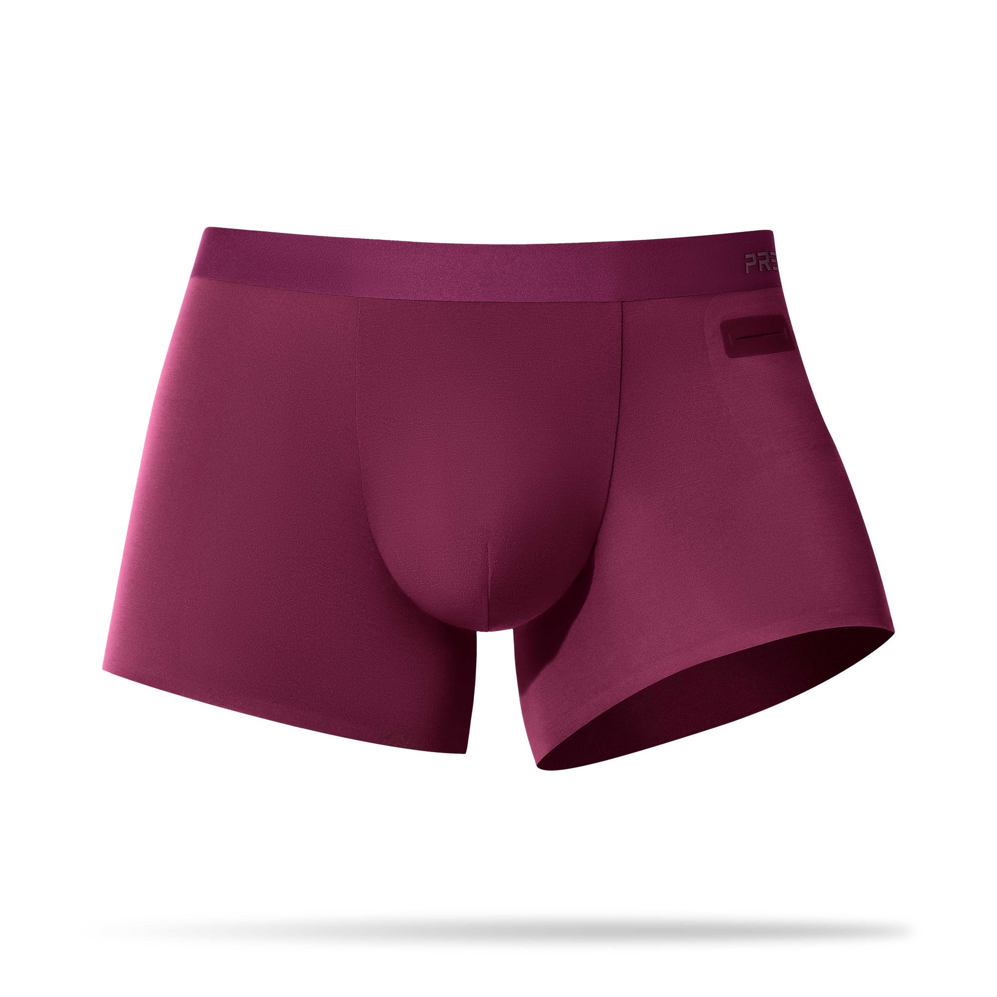 Ryder burgundy single pocket boxer briefs front view 4 inch inseam