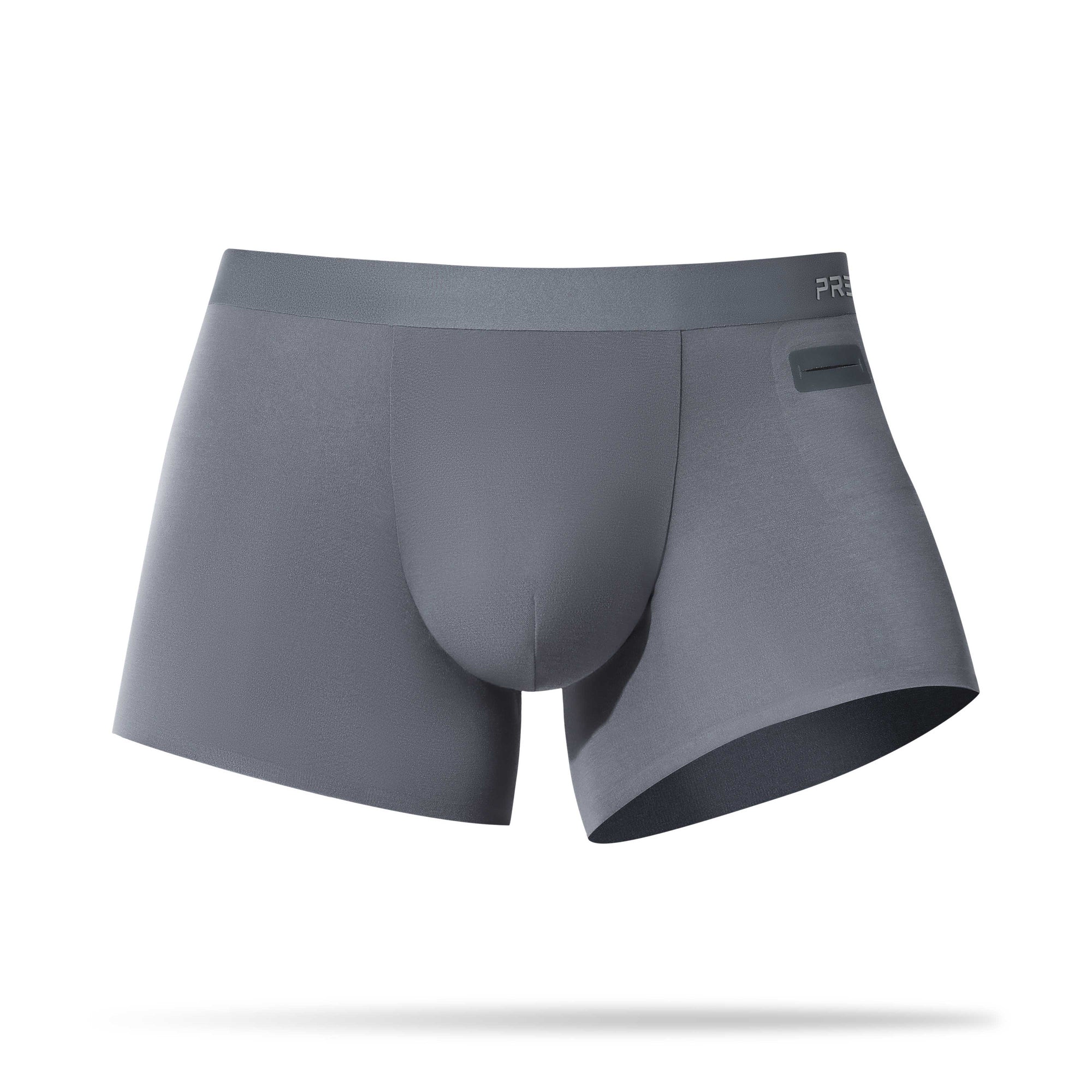 Ryder storm grey single pocket boxer briefs front view